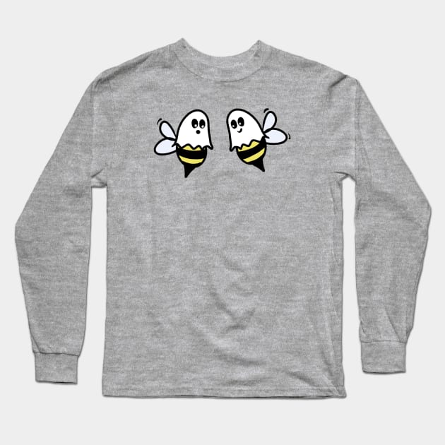 Ghost Boo Bees Long Sleeve T-Shirt by Midnight Pixels